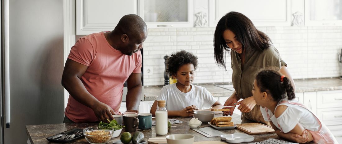 family in kitchen