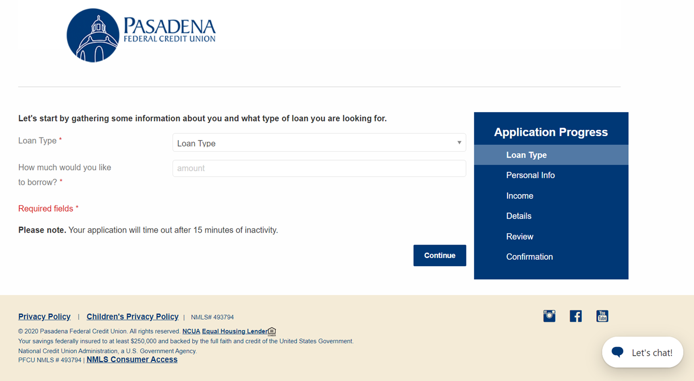 Online loan application form
