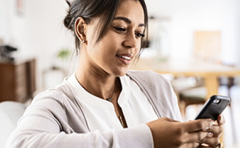 Woman looking at a smartphone